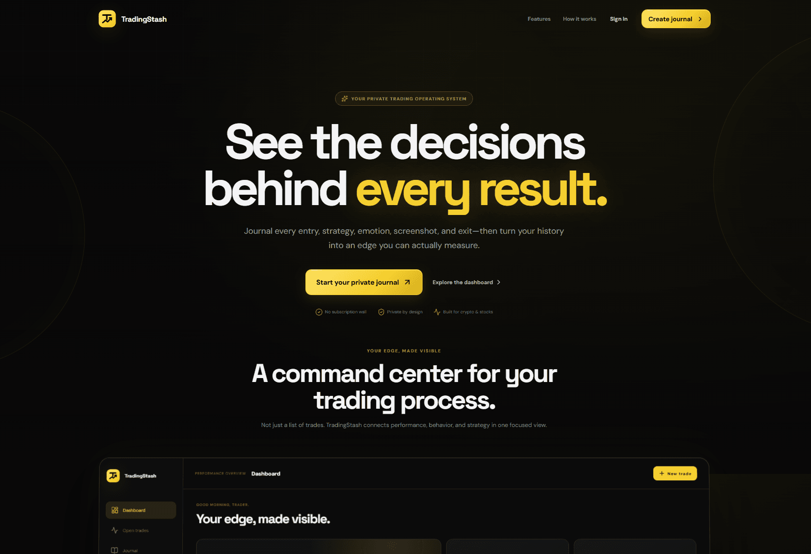 TradingStash trading journal website created by Jairus Gaite