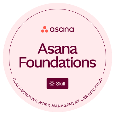 Asana Foundations skill badge earned by Jairus Gaite